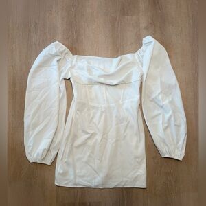 Princess Polly Mini Party Cocktail Dress White Lillie Puff Sleeves Size 10